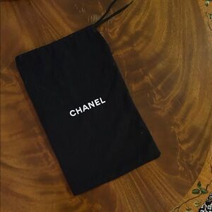 CHANEL Black Logo Drawstring Bag